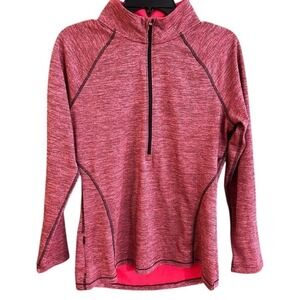 Champion Sport Blaze Orange Shirt Long Sleeve Active Wear 1/4 Zip SZ Medium